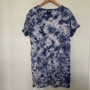 Old Navy Blue Tie-Dye Tee Shirt Dress Sz L EUC